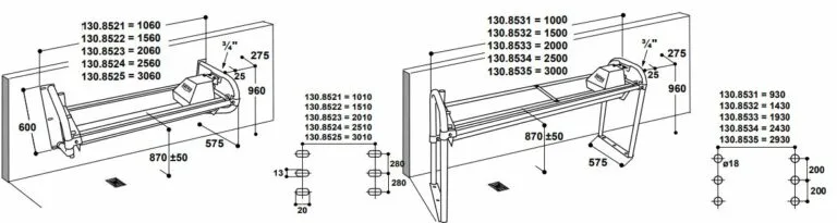 Suevia vlakkantelbare Drinkbak met inox consoles voor wandbevestiging